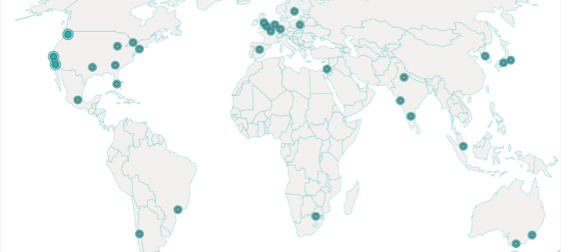 World map with marked locations across North America, South America, Europe, Africa, and Asia indicating specific points of interest.