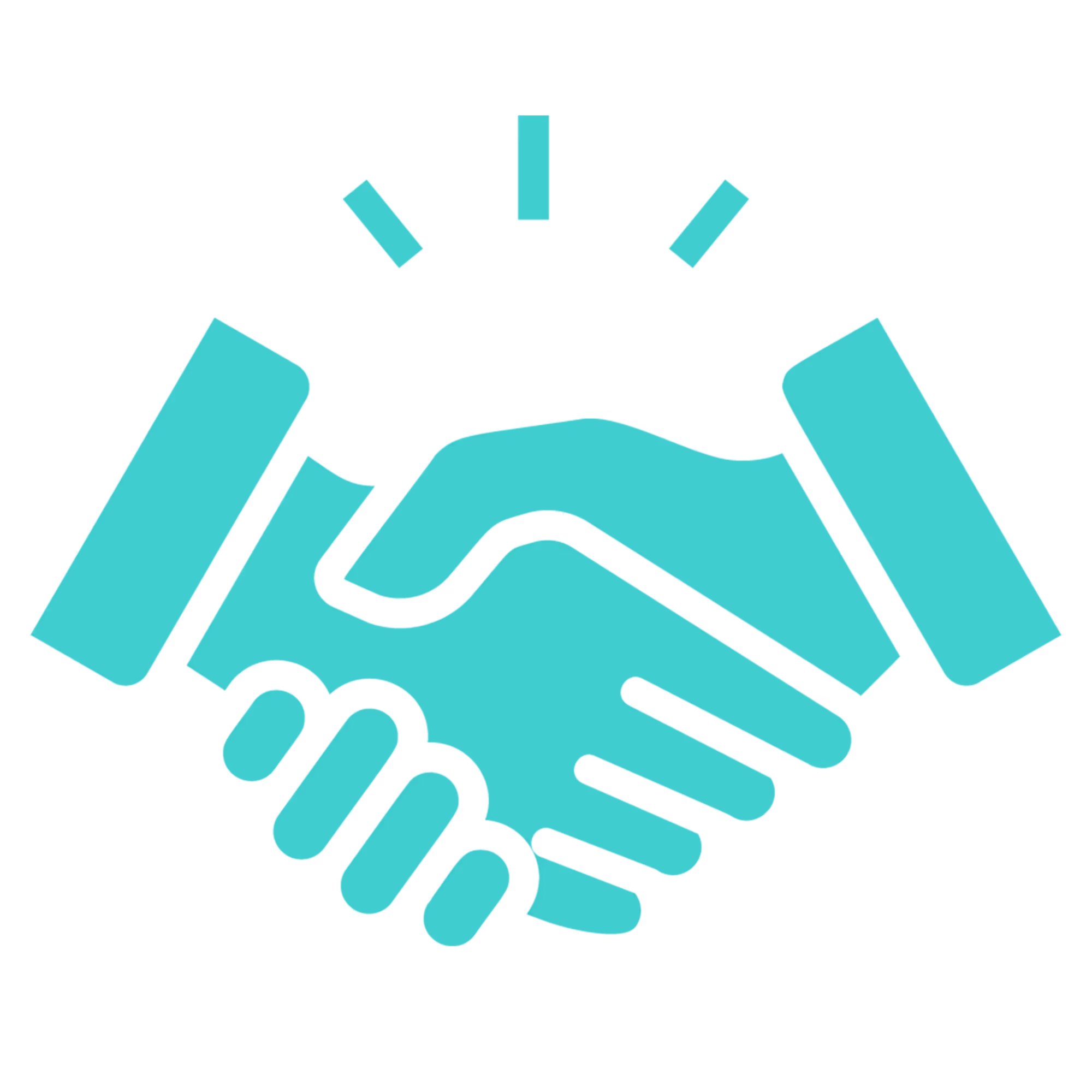Icon of two hands shaking, symbolizing agreement or partnership.