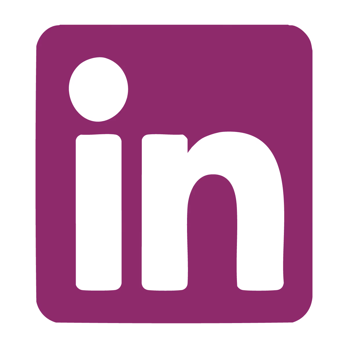 White LinkedIn logo icon on a purple square background with rounded corners.